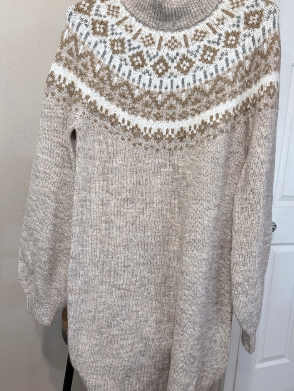 Abercrombie & Fitch Fair Isle Turtleneck Sweater Dress Knee Long Sleeve
